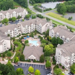 Love where you live aerial view of large building