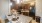 a kitchen with a marble counter top